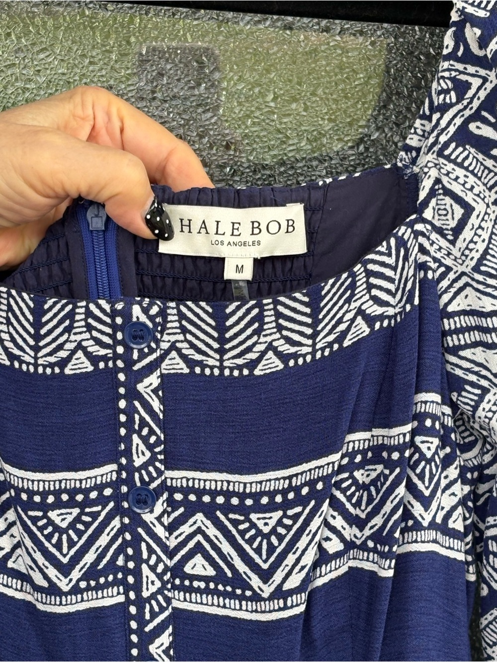Hale Bob Blue Printed Long Sleeve Maxi Dress - Picture 3 of 4